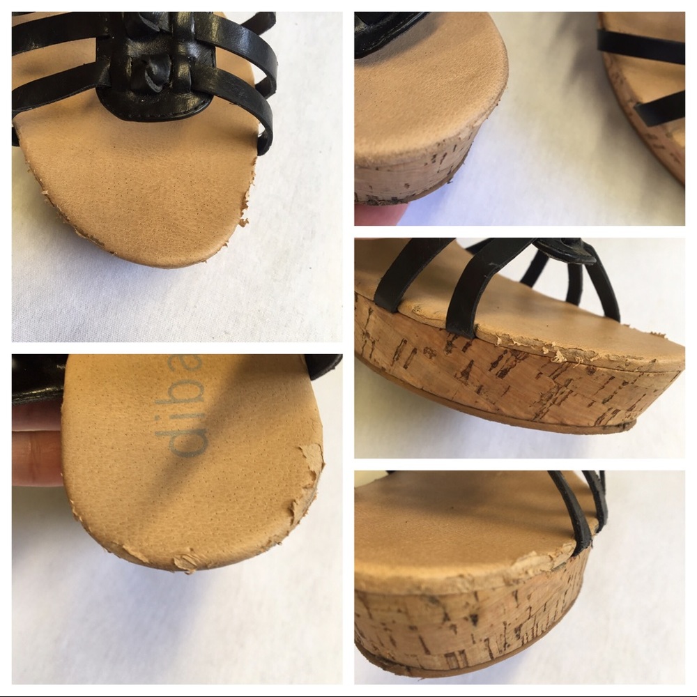 Diba Cork Runnning Hot Gladiator Black Wedges GUC - Picture 7 of 8